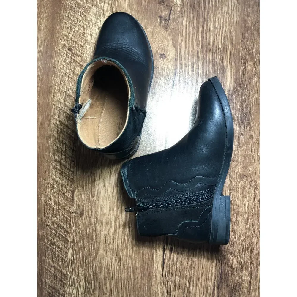 Zara girls leather black boots size 26